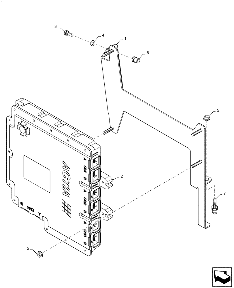 Схема запчастей Case IH QUADTRAC 540 - (55.640.AG) - ELECTRONIC CONTROL UNIT MOUNTING (55) - ELECTRICAL SYSTEMS