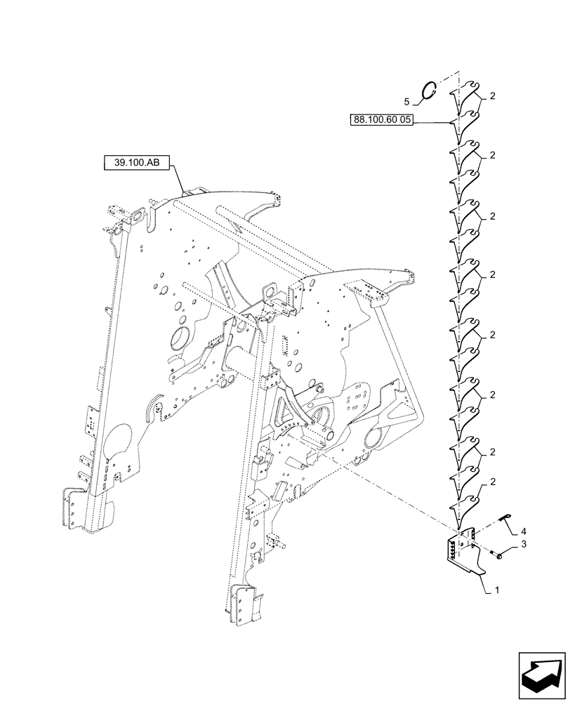 Схема запчастей Case IH RB465 - (60.260.BL[09]) - DUMMY KNIFE HOLDER (60) - PRODUCT FEEDING