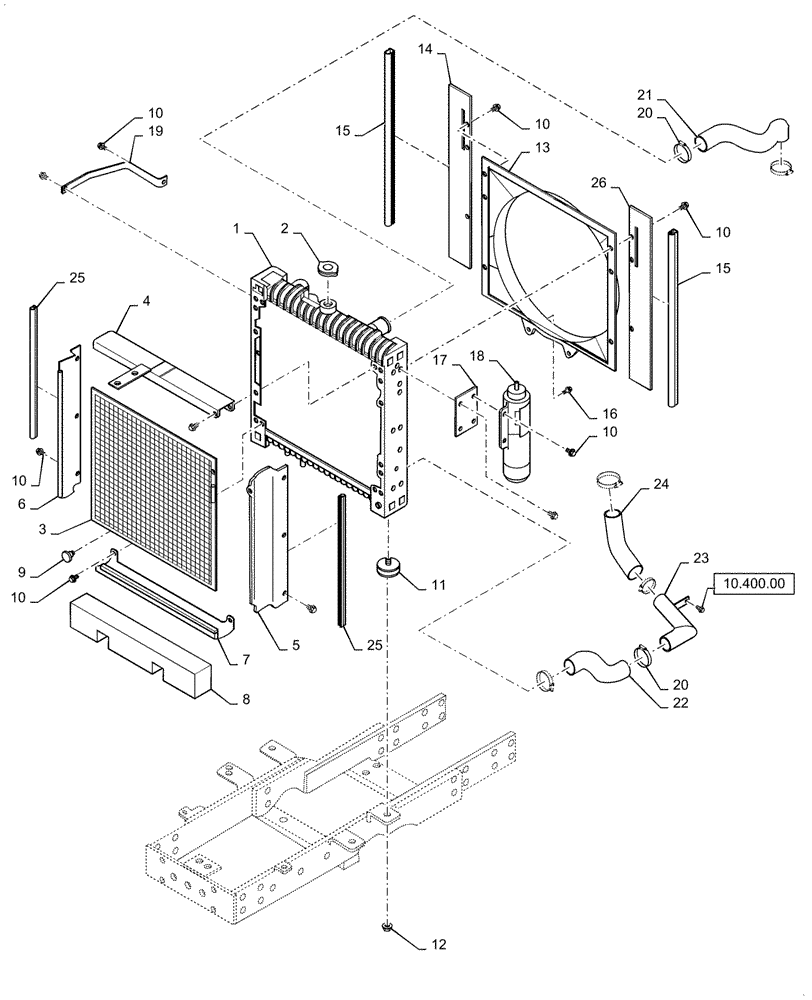 Схема запчастей Case IH FARMALL 35C - (10.400.BE[01]) - RADIATOR, FARMALL 30C, 35C (10) - ENGINE