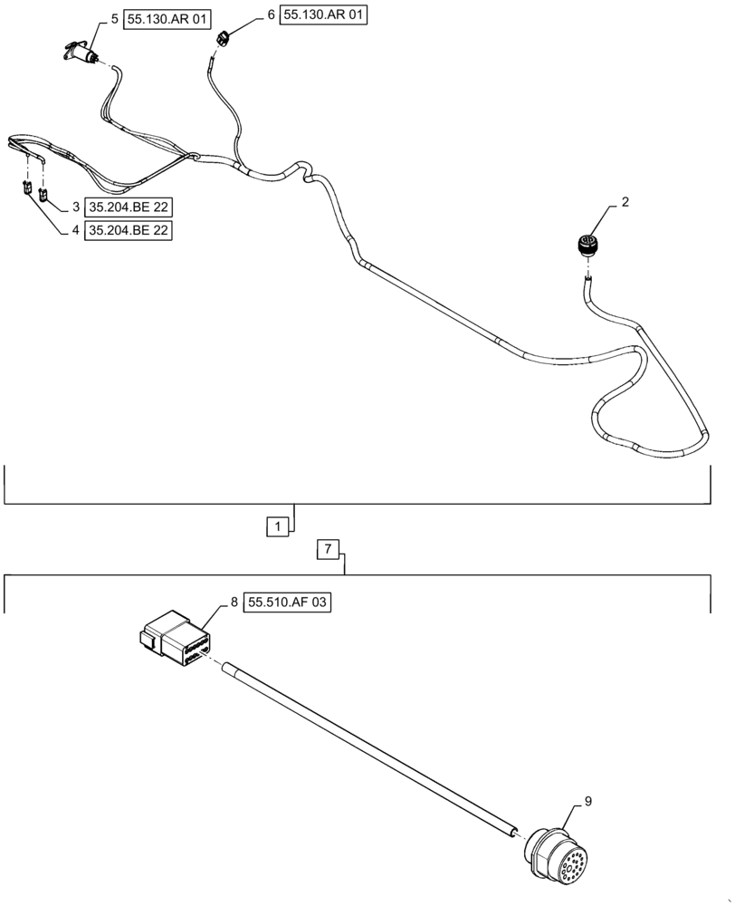 Схема запчастей Case IH STEIGER 540 - (55.130.AR[02]) - 3 POINT HITCH HARNESS (55) - ELECTRICAL SYSTEMS