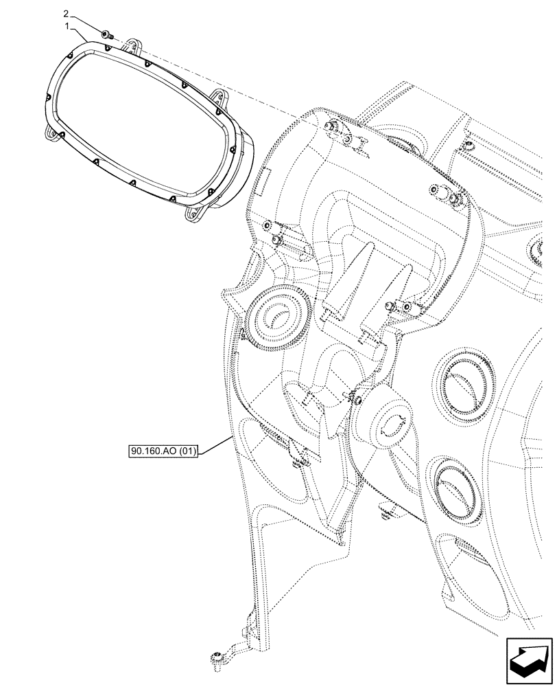 Схема запчастей Case IH FARMALL 85C - (55.408.CA[03]) - VAR - 334183, 334211, 743573, 744588 - INSTRUMENT CLUSTER, CAB (55) - ELECTRICAL SYSTEMS