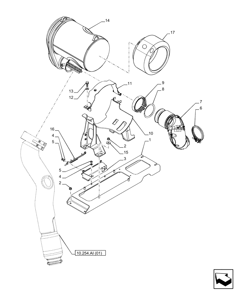 Схема запчастей Case IH PUMA 150 - (10.501.AD[02]) - VAR - 391130, 758000 - EXHAUST SYSTEM, CATALYTIC (10) - ENGINE