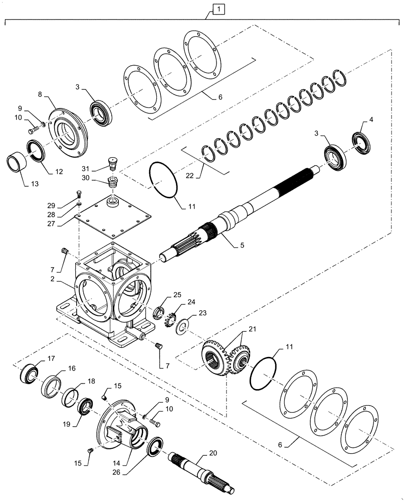 Схема запчастей Case IH 6140 - (73.210.AX[12]) - HIGH SPEED CHOPPING UNIT GEARBOX (73) - RESIDUE HANDLING