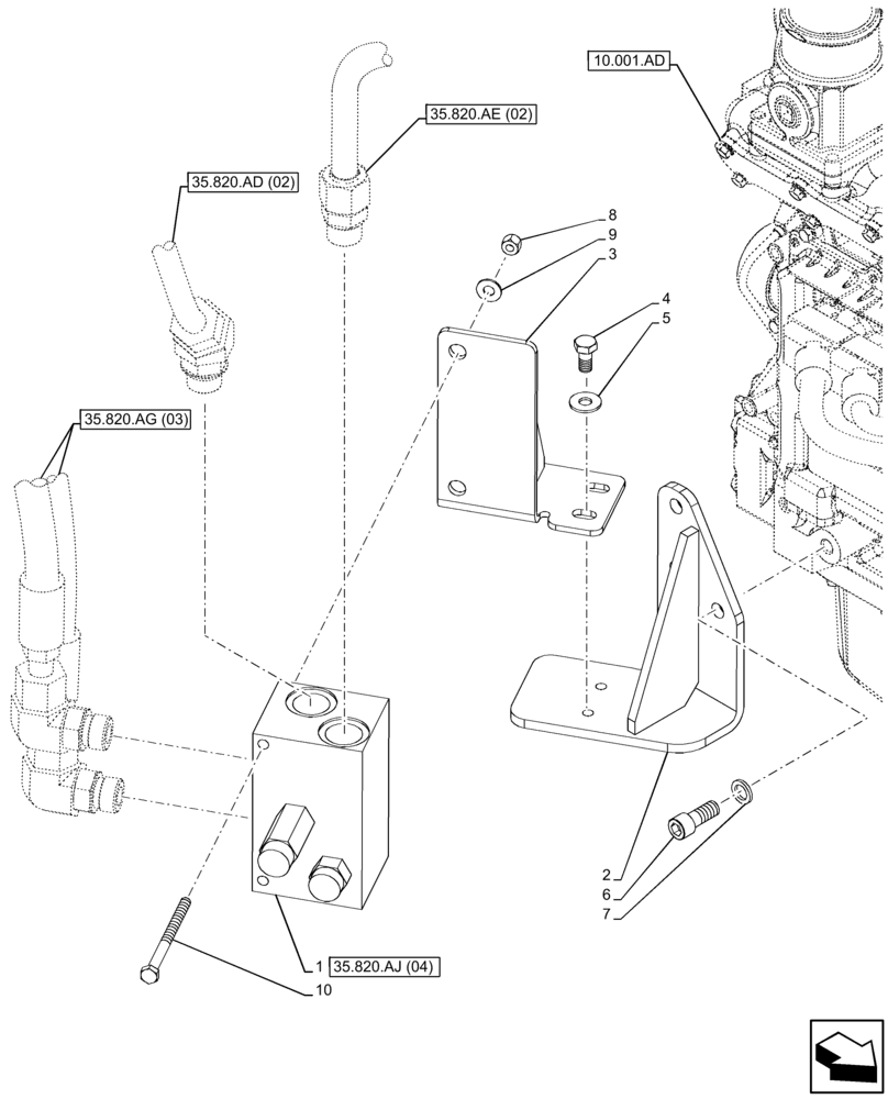 Схема запчастей Case IH FARMLIFT 735 - (35.820.AJ[03]) - VAR - 702006 - FAN, RADIATOR, VALVE (35) - HYDRAULIC SYSTEMS