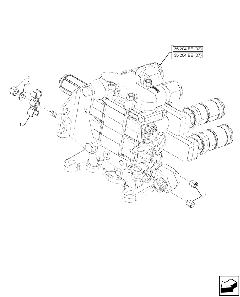 Схема запчастей Case IH FARMALL 95C - (35.204.BE[08]) - VAR - 743569 - REMOTE CONTROL VALVE, ATTACHMENT (35) - HYDRAULIC SYSTEMS