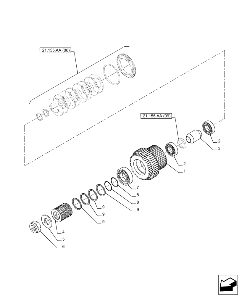 Схема запчастей Case IH PUMA 165 - (21.155.AA[07]) - VAR - 758016, 758017, 758018, 758019, 758020, 758021 - TRANSMISSION, GEAR (21) - TRANSMISSION