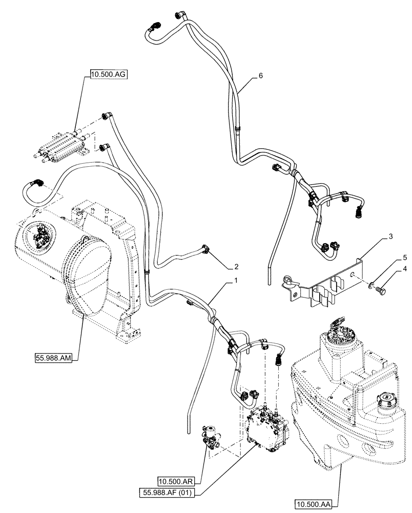 Схема запчастей Case IH PUMA 185 CVT - (10.500.AD[01]) - VAR - 391130, 758000 - DEF/ADBLUE, LINES (10) - ENGINE