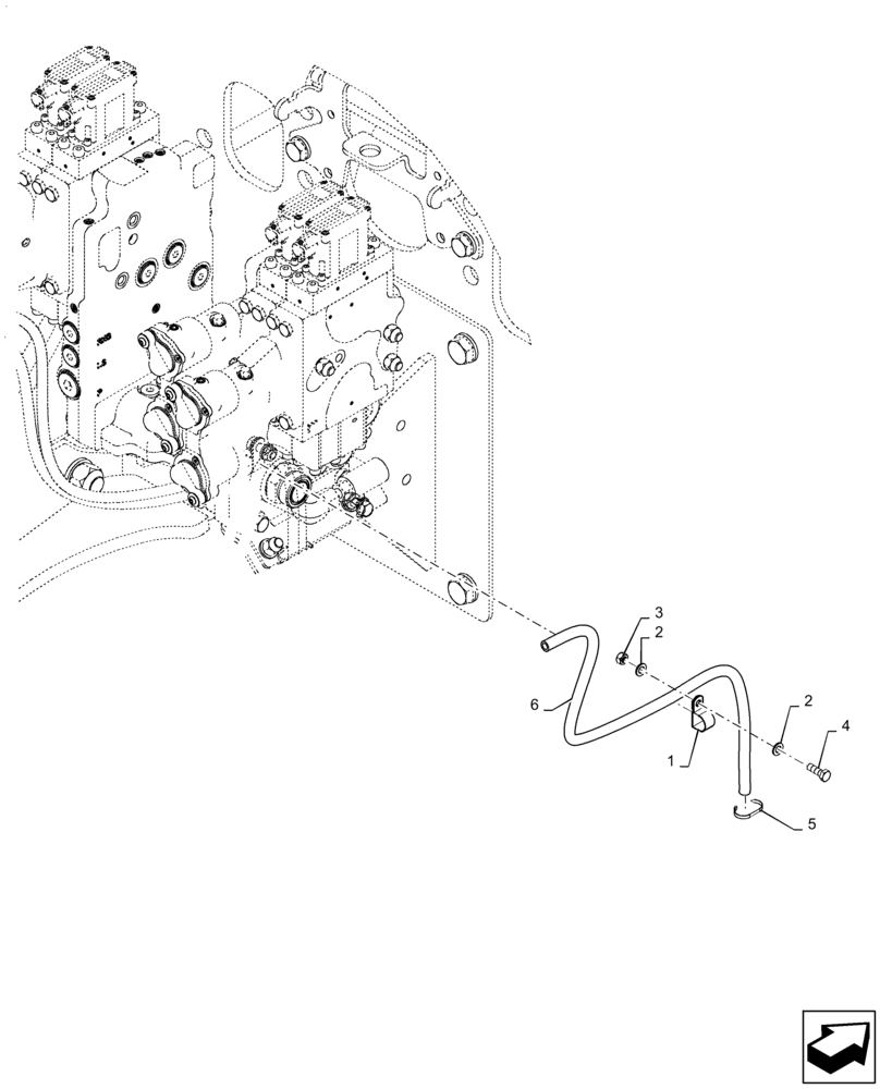 Схема запчастей Case IH STEIGER 420 - (35.204.AJ[01]) - AUXILIARY CONTROL VALVE DRAIN LINE (35) - HYDRAULIC SYSTEMS