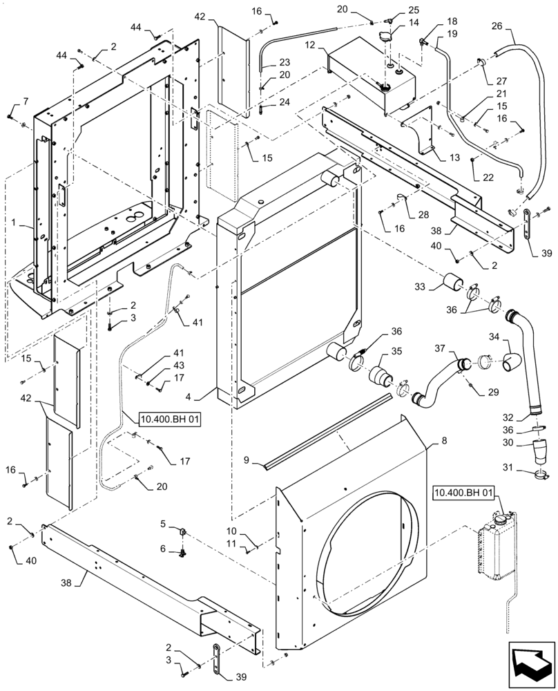 Схема запчастей Case IH PATRIOT 3340 - (10.400.BE[01]) - RADIATOR & RELATED PARTS (10) - ENGINE