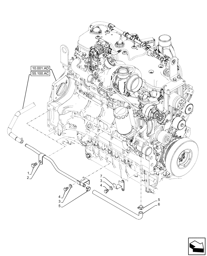 Схема запчастей Case IH PUMA 150 CVT - (50.100.AQ) - VAR - 391130, 758000 - HEATER, LINES, WATER PUMP (50) - CAB CLIMATE CONTROL