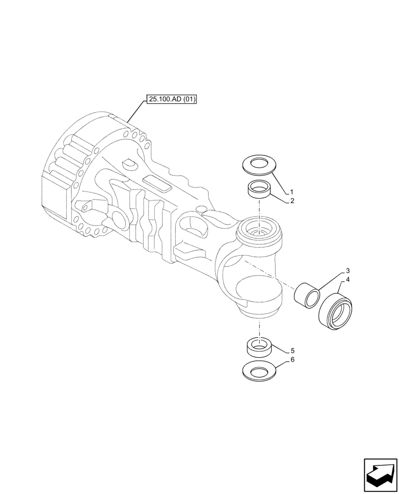 Схема запчастей Case IH FARMLIFT 635 - (25.100.AD[02]) - FRONT AXLE SUPPORT (25) - FRONT AXLE SYSTEM