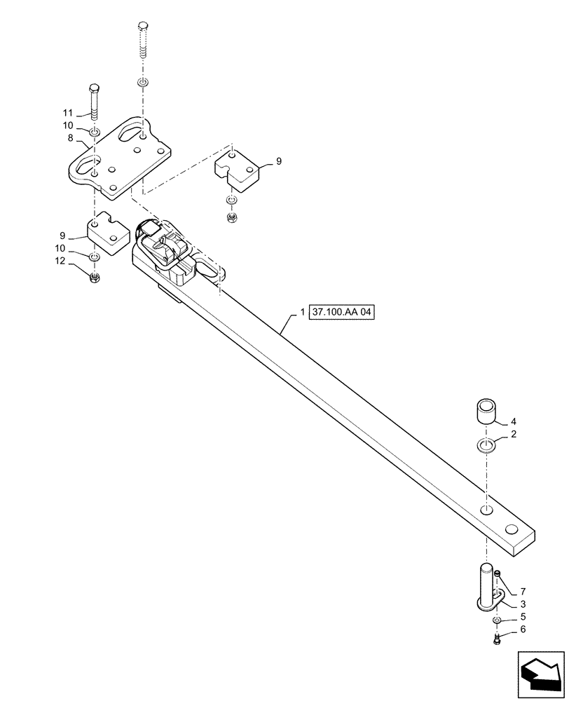 Схема запчастей Case IH QUADTRAC 470 - (37.100.AA[03]) - HIGH CAPACITY DRAWBAR, W/ 3 POINT HITCH (37) - HITCHES, DRAWBARS & IMPLEMENT COUPLINGS