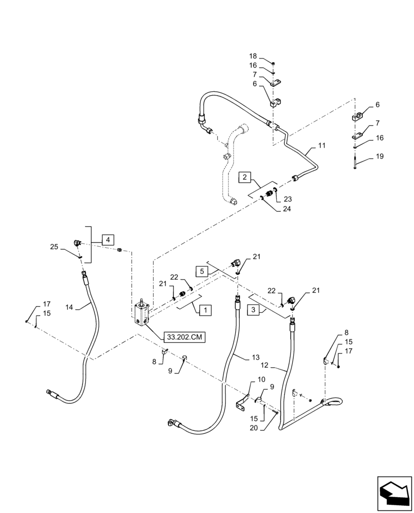 Схема запчастей Case IH STEIGER 420 - (33.202.BT) - BRAKE LINE (33) - BRAKES & CONTROLS