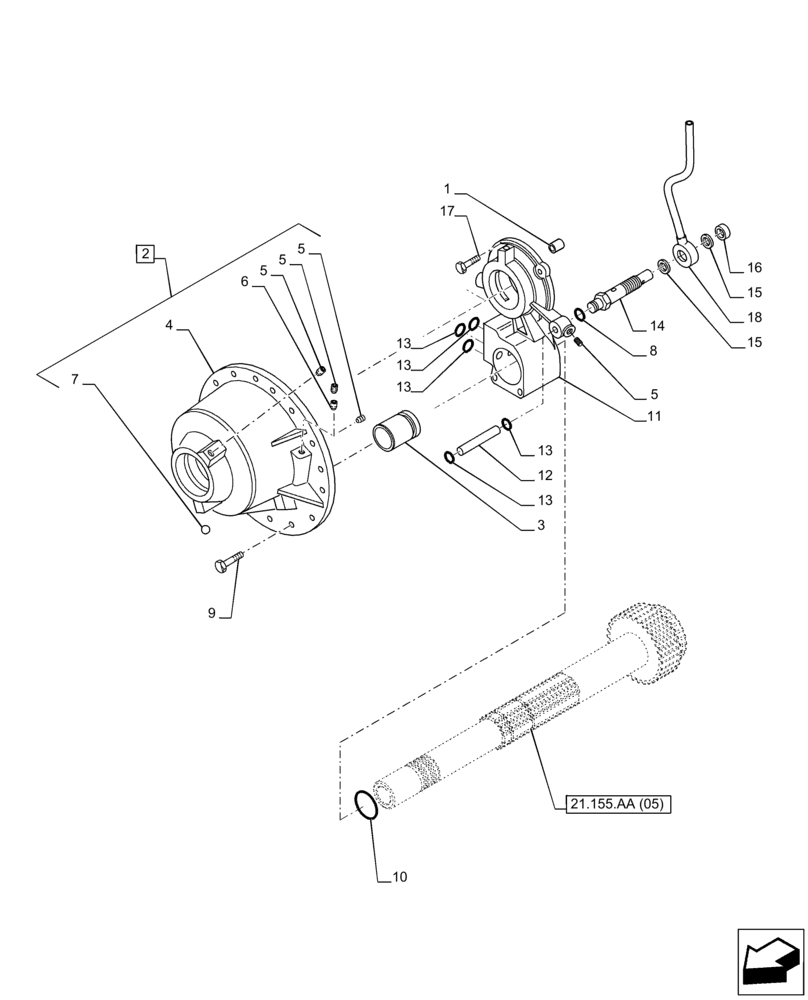 Схема запчастей Case IH PUMA 150 - (21.155.AA[01]) - VAR - 758016, 758017, 758018, 758019, 758020, 758021 - TRANSMISSION, FRONT COVER, MANIFOLD (21) - TRANSMISSION