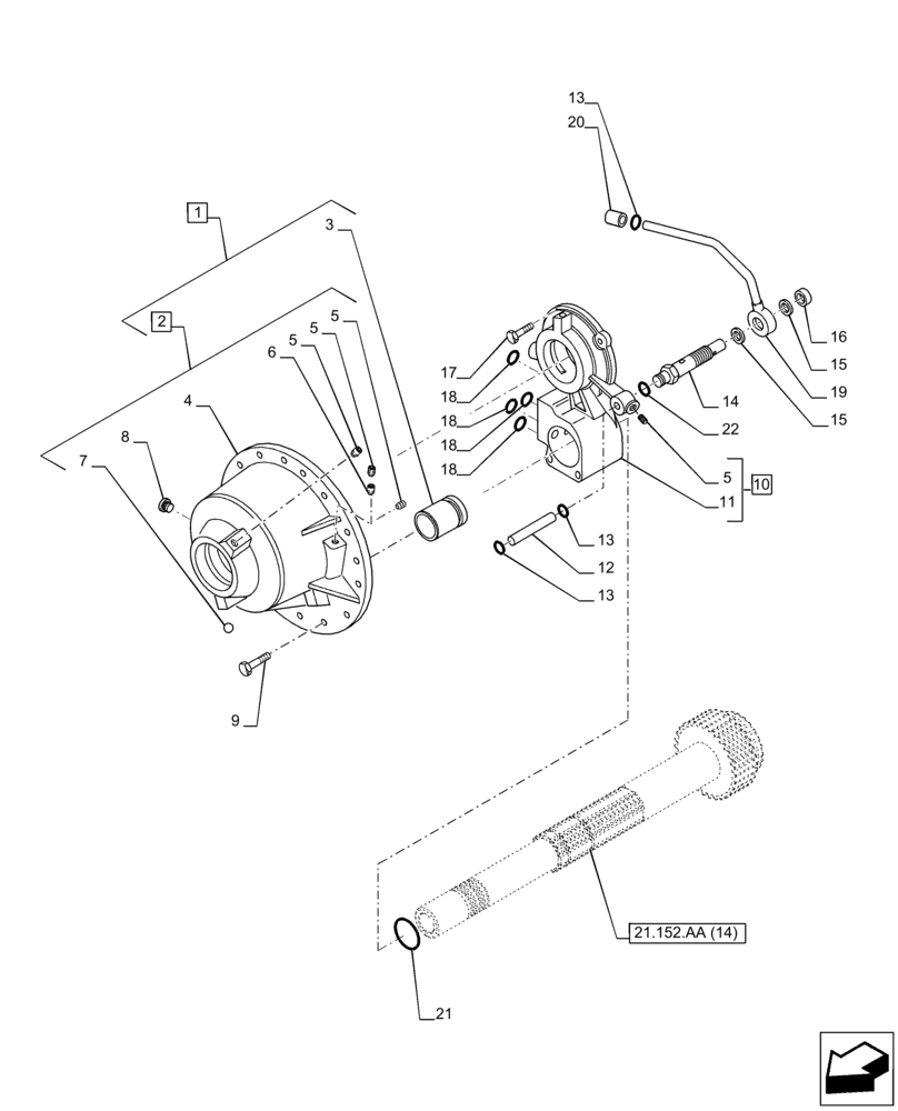 Схема запчастей Case IH PUMA 150 - (21.152.AA[10]) - VAR - 758012, 758013, 758014, 758015 - TRANSMISSION, FRONT COVER, MANIFOLD (21) - TRANSMISSION