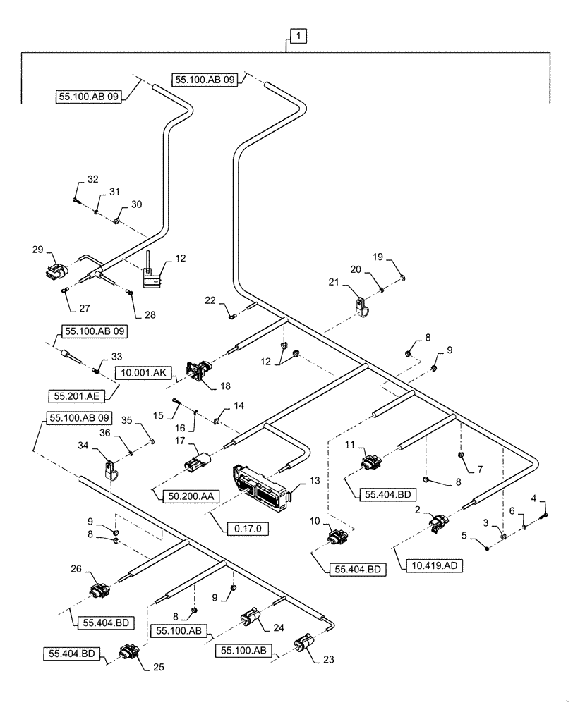 Схема запчастей Case IH WD1203 - (55.100.AB[08]) - WIRE HARNESS, FD, DRAPER OPTION (55) - ELECTRICAL SYSTEMS