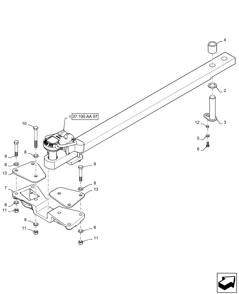 Схема запчастей Case IH QUADTRAC 580 - (37.100.AA[05]) - CAT V DRAWBAR, W/O 3 POINT HITCH (37) - HITCHES, DRAWBARS & IMPLEMENT COUPLINGS