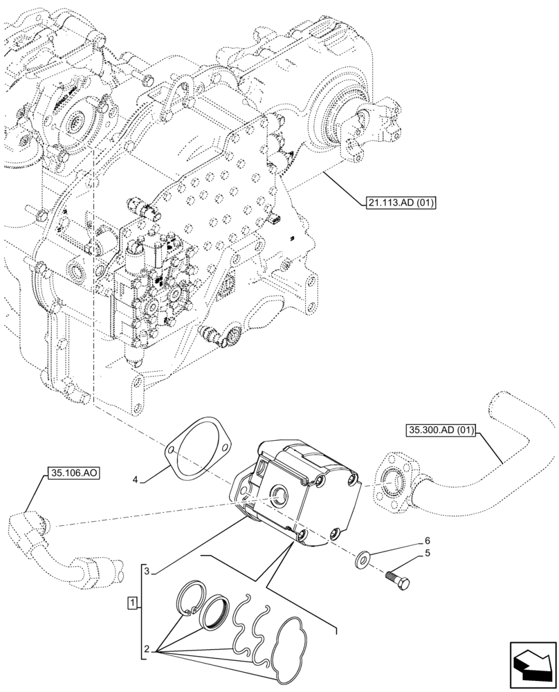 Схема запчастей Case IH FARMLIFT 935 - (35.106.AD[01]) - VARIABLE DELIVERY HYDRAULIC PUMP - END DATE 20-APR-2015 (35) - HYDRAULIC SYSTEMS