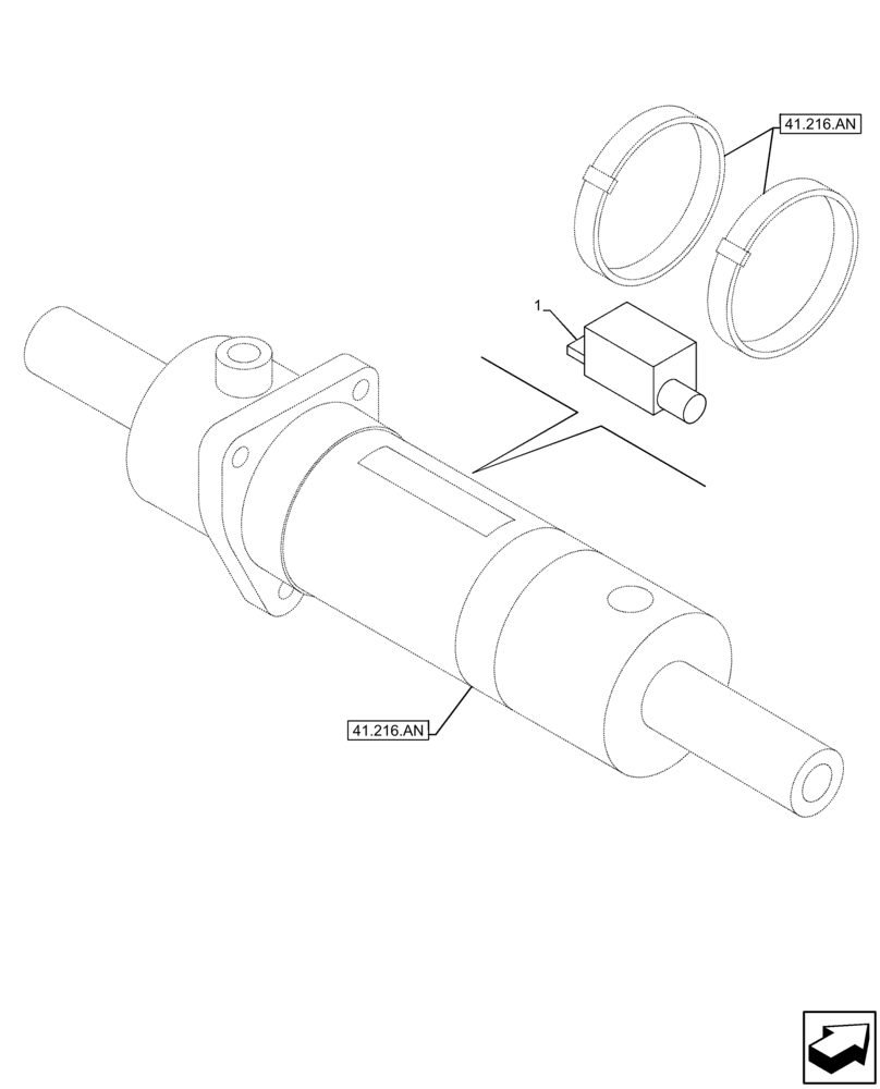 Схема запчастей Case IH FARMLIFT 935 - (55.047.AA[01]) - STEERING CYLINDER, SENSOR, FRONT AXLE (55) - ELECTRICAL SYSTEMS