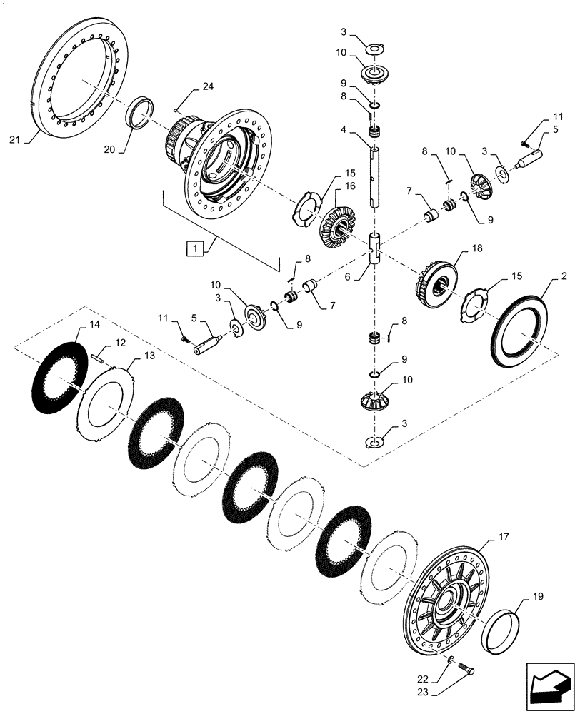 Схема запчастей Case IH STEIGER 420 - (27.106.AC[05]) - VAR - 424824, 424268 - REAR AXLE DIFFERENTIAL, W/ DIFFERENTIAL LOCK (27) - REAR AXLE SYSTEM