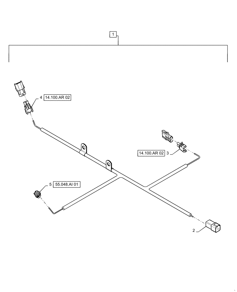 Схема запчастей Case IH QUADTRAC 420 - (55.048.AI[02]) - VAR - 420601 - PTO HARNESS (55) - ELECTRICAL SYSTEMS