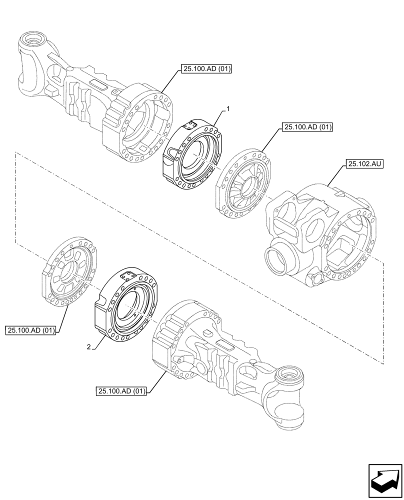 Схема запчастей Case IH FARMLIFT 632 - (33.110.AZ) - PARKING BRAKE, HOUSING (33) - BRAKES & CONTROLS