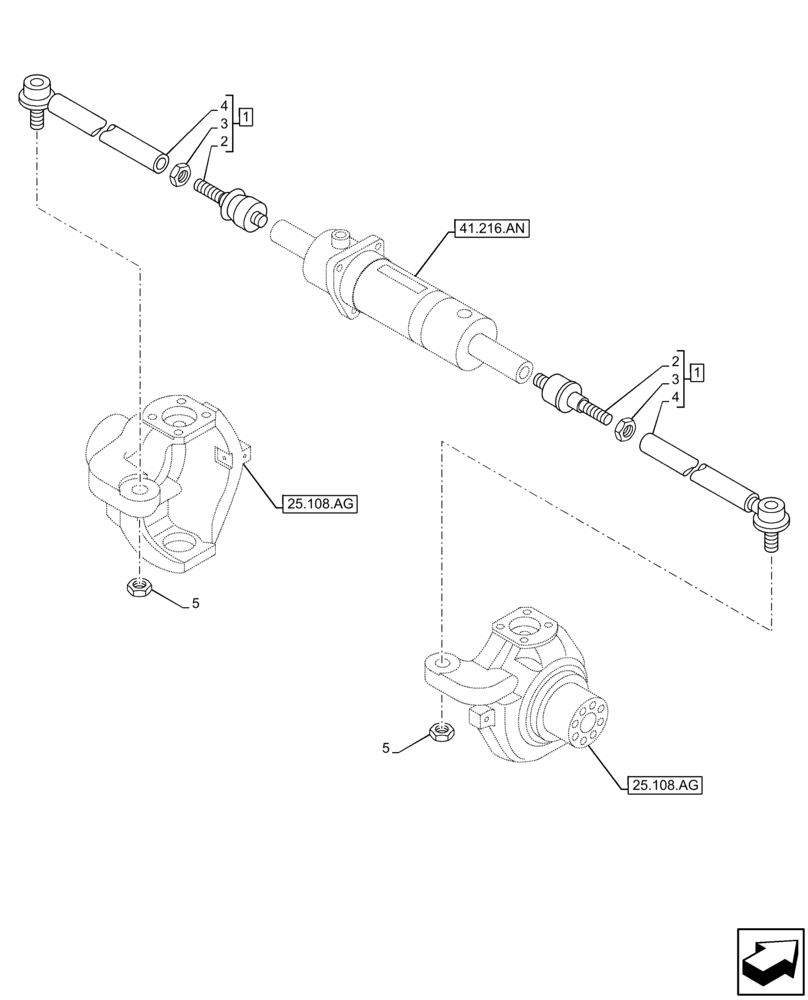 Схема запчастей Case IH FARMLIFT 742 - (41.216.AT[01]) - FRONT AXLE, STEERING ARM (41) - STEERING