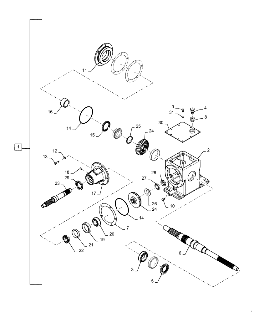 Схема запчастей Case IH 5140 - (73.210.AX[03]) - CHOPPING UNIT GEARBOX (73) - RESIDUE HANDLING