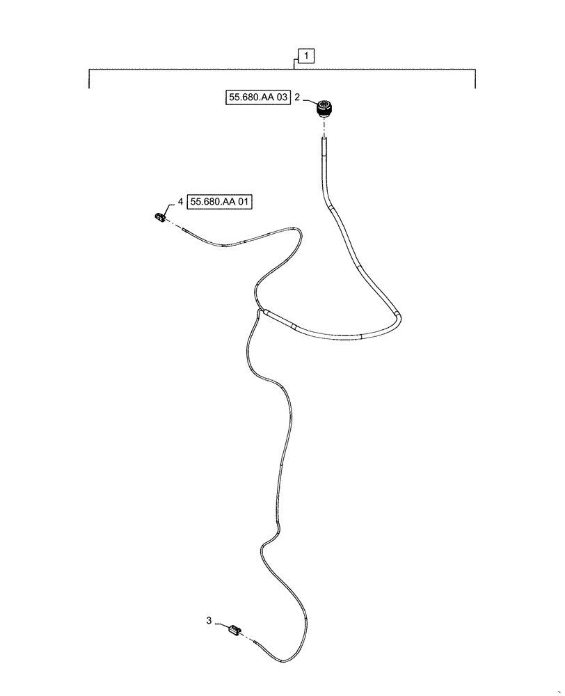 Схема запчастей Case IH STEIGER 580 - (55.680.AA[02]) - AUTO GUIDANCE CHASSIS HARNESS, BSN ZFF308000 (55) - ELECTRICAL SYSTEMS