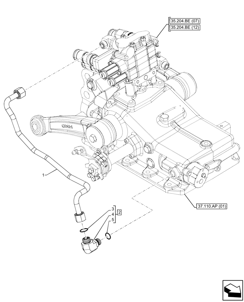 Схема запчастей Case IH FARMALL 85C - (35.204.BJ[02]) - VAR - 743569 - REMOTE CONTROL VALVE, LINE, MECHANICAL (35) - HYDRAULIC SYSTEMS