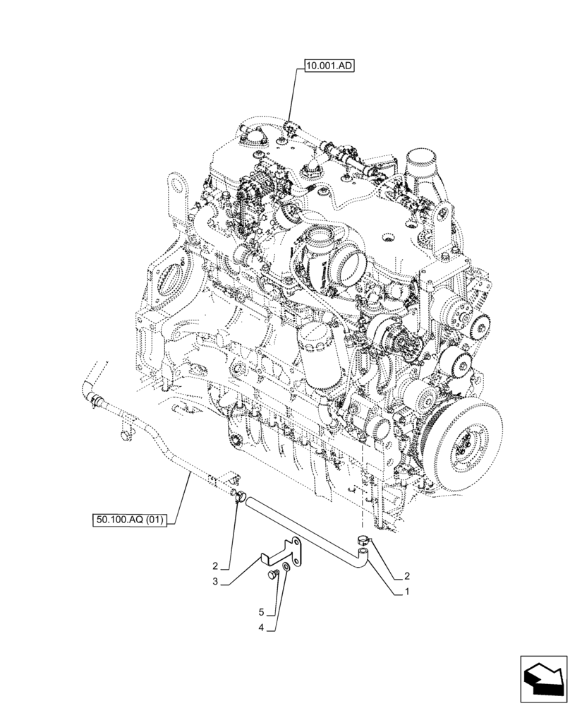 Схема запчастей Case IH PUMA 240 CVT - (50.100.AQ[02]) - VAR - 391130, 758000 - HEATER, LINES, WATER PUMP (50) - CAB CLIMATE CONTROL