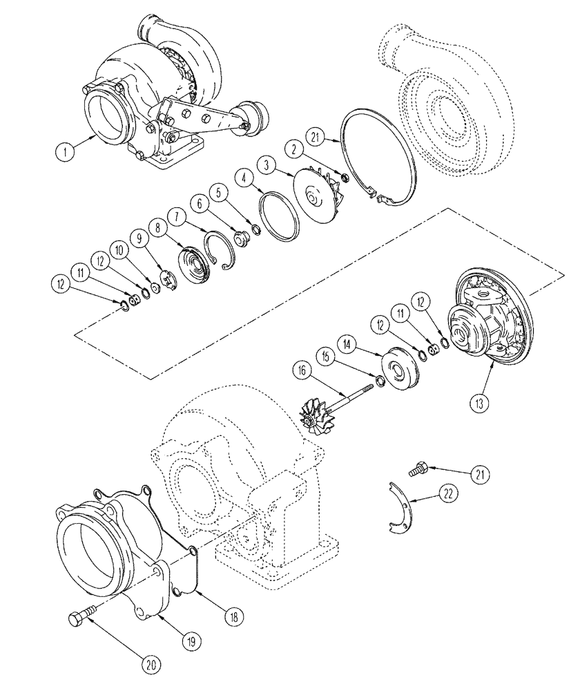 Схема запчастей Case IH FLX3010 - (02-040) - TURBOCHARGER - ASSEMBLY, FLX 3510 (01) - ENGINE