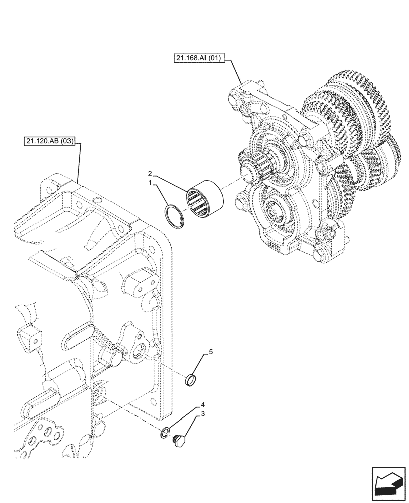 Схема запчастей Case IH FARMALL 115C - (21.168.AI[03]) - VAR - 390275 - TRANSMISSION, REDUCTION, UNIT, CONTROL (POWERSHUTTLE - 24X24 - HI LO) (21) - TRANSMISSION