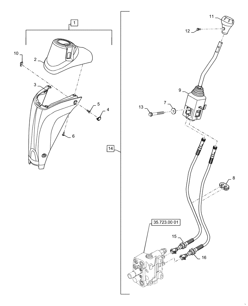 Схема запчастей Case IH FARMALL 35C - (35.724.AE[01]) - FRONT LOADER JOYSTICK CONTROL KIT, FARMALL 30C, 35C, 40C, 50C (35) - HYDRAULIC SYSTEMS