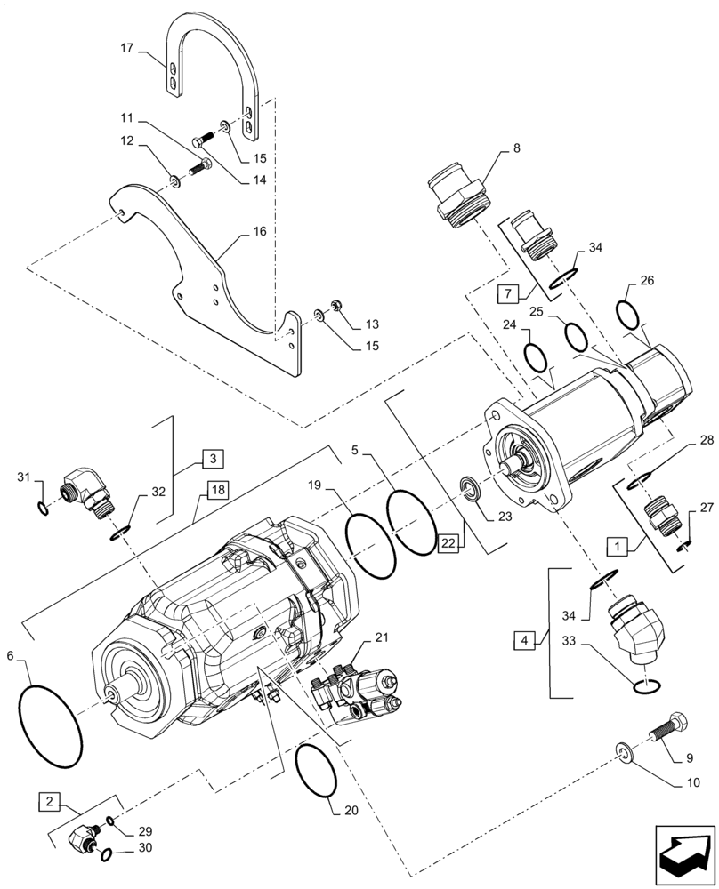 Схема запчастей Case IH QUADTRAC 470 - (35.600.AI[01]) - HIGH FLOW HYDRAULIC PUMP (BSN ZGF309204) (35) - HYDRAULIC SYSTEMS