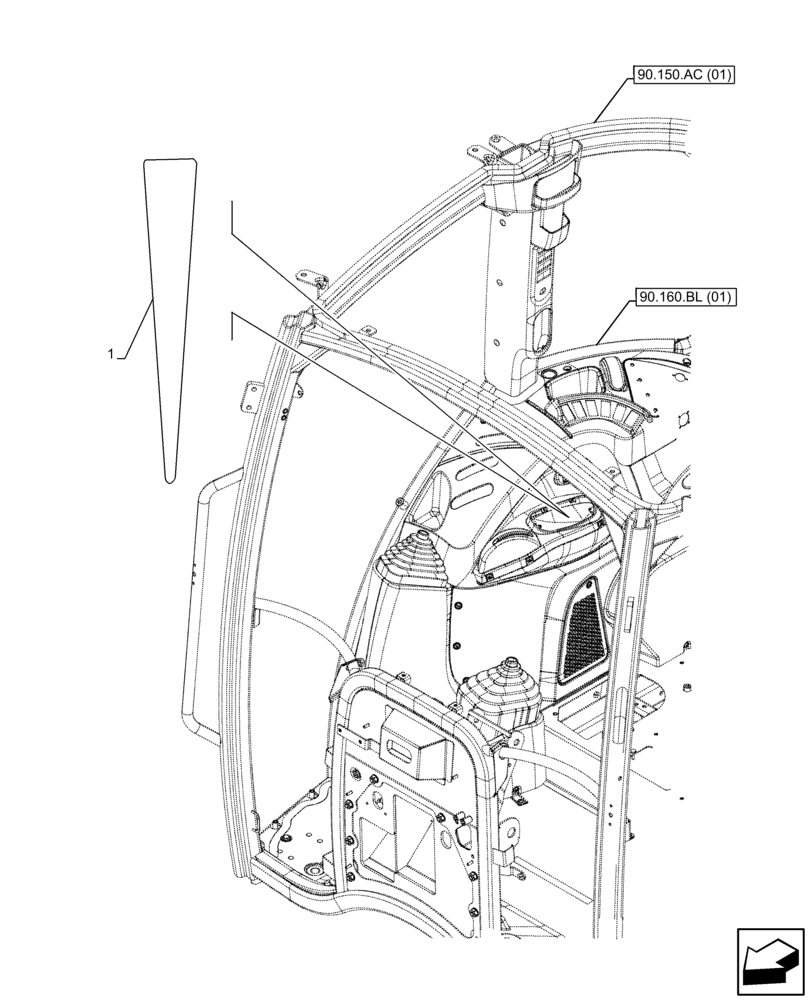 Схема запчастей Case IH FARMALL 85C - (90.108.AA[01]) - VAR - 390067, 743546, 744576 - DECALS, MECHANICAL, TRANSMISSION (8X8) (12X12) (12X12 CREEPER) (90) - PLATFORM, CAB, BODYWORK AND DECALS