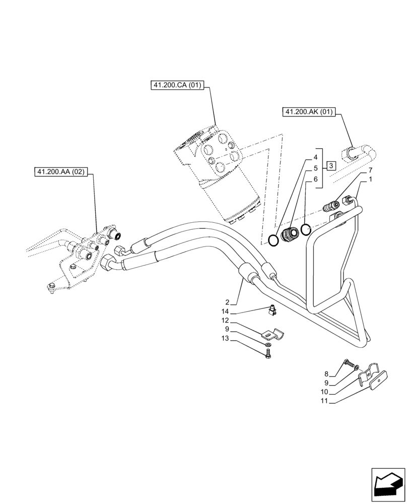 Схема запчастей Case IH PUMA 185 - (41.200.AA[01]) - VAR - 337435, 337467, 391231, 758270 - STEERING VALVE, LINE, POWERSHIFT (41) - STEERING