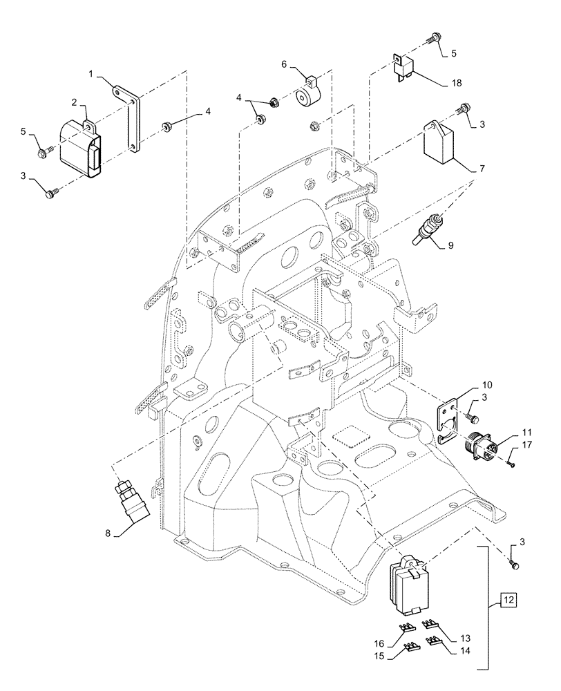 Схема запчастей Case IH FARMALL 35C - (55.512.00[01]) - ELECTRIC PANEL, MECH, FARMALL 30C, 35C (55) - ELECTRICAL SYSTEMS