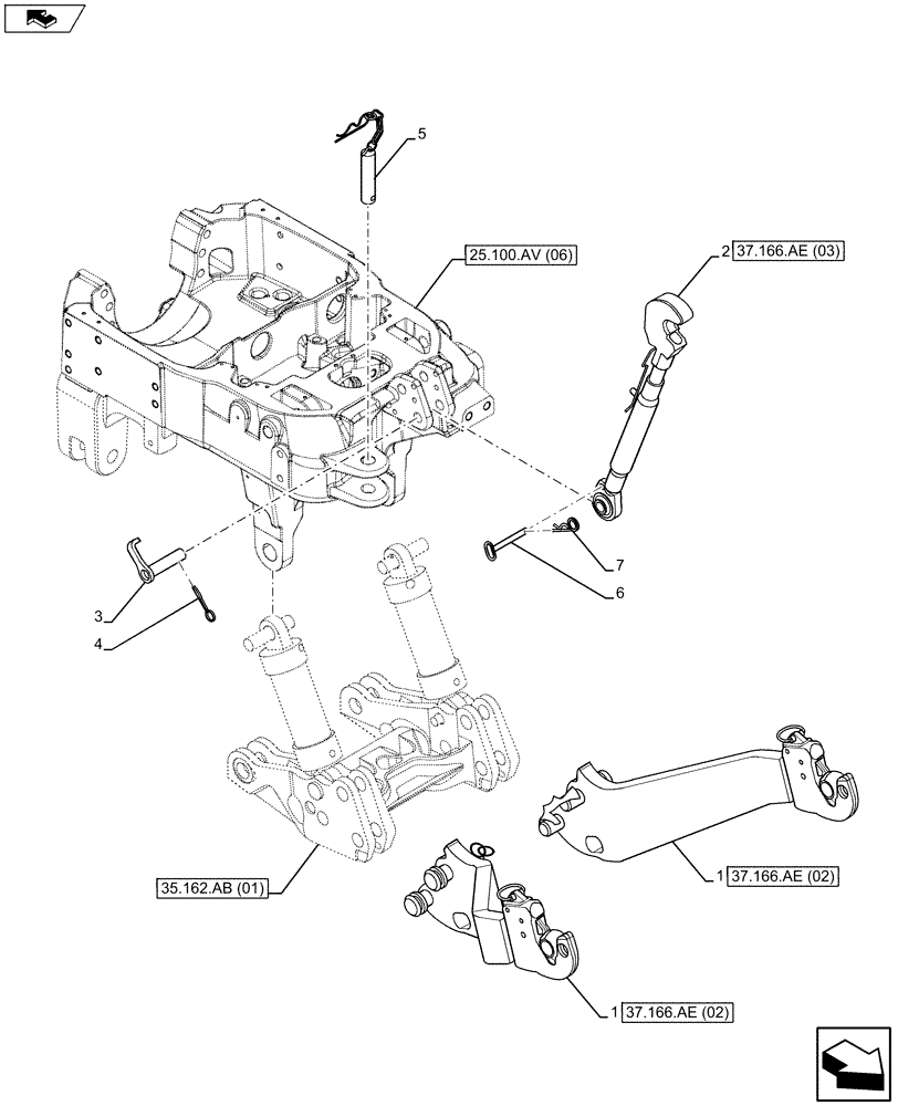 Схема запчастей Case IH MAXXUM 130 - (37.166.AE[01]) - VAR - 333648, 336831, 743699, 743700 - HYDRAULIC LIFT, ATTACHMENT (37) - HITCHES, DRAWBARS & IMPLEMENT COUPLINGS