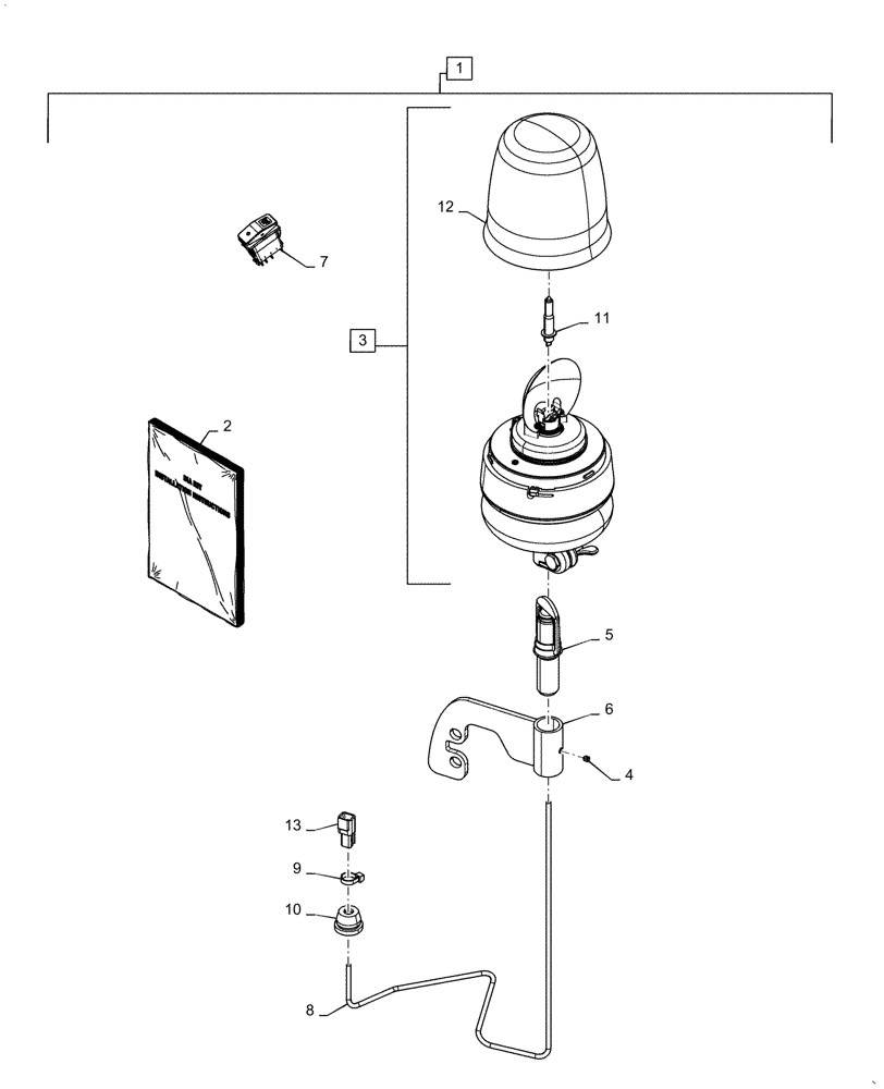 Схема запчастей Case IH MAGNUM 340 - (88.100.55[03]) - DIA KIT, LEFT HAND BEACON LIGHT (88) - ACCESSORIES