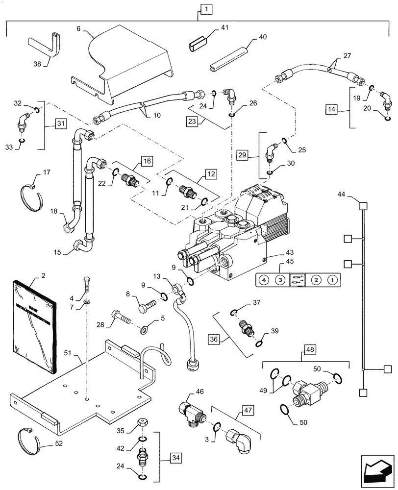 Схема запчастей Case IH MAGNUM 180 - (88.100.35[06]) - DIA KIT, TRACTOR, MID MOUNT VALVES 1ST AND 2ND SECTIONS, CVT (88) - ACCESSORIES