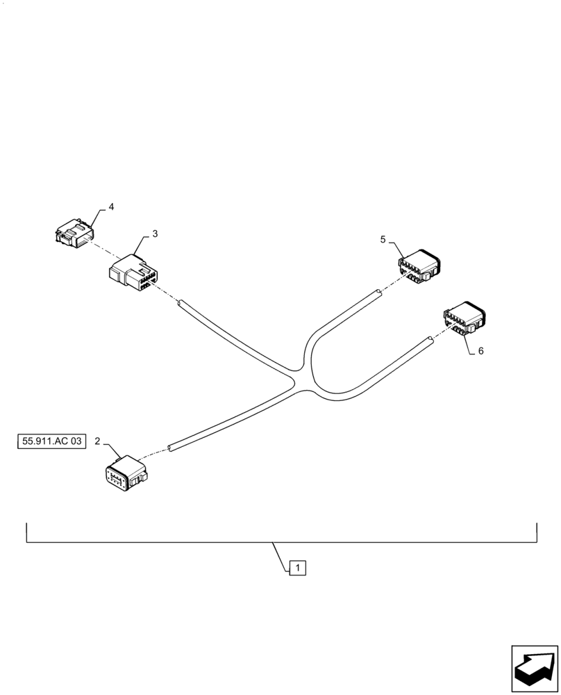 Схема запчастей Case IH QUADTRAC 580 - (55.911.AC[02]) - GPS RECEIVER ROOF HARNESS (55) - ELECTRICAL SYSTEMS