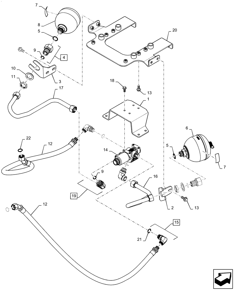 Схема запчастей Case IH MAGNUM 260 - (25.122.AL[09]) - LOCKOUT SOLENOID VALVE, CLASS 4.75, W/FRONT 3-POINT HITCH (25) - FRONT AXLE SYSTEM