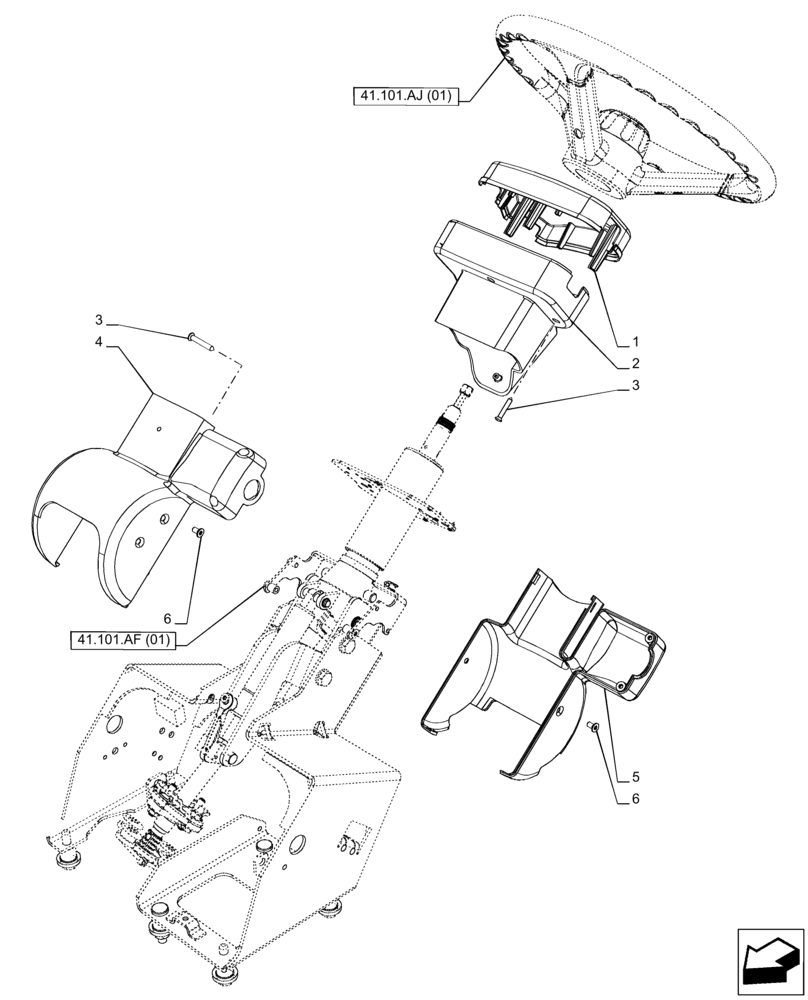 Схема запчастей Case IH PUMA 165 - (41.101.AB[01]) - VAR - 391231, 758270, 758271, 758272, 758273 - STEERING COLUMN, COVERS (41) - STEERING