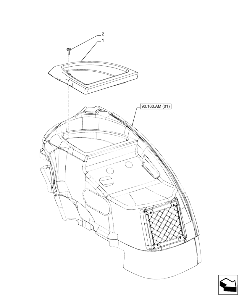 Схема запчастей Case IH PUMA 220 CVT - (90.160.AM[03]) - VAR - 337435, 337467, 391231, 758270, 758271 - TRAY, COVER, LH (90) - PLATFORM, CAB, BODYWORK AND DECALS