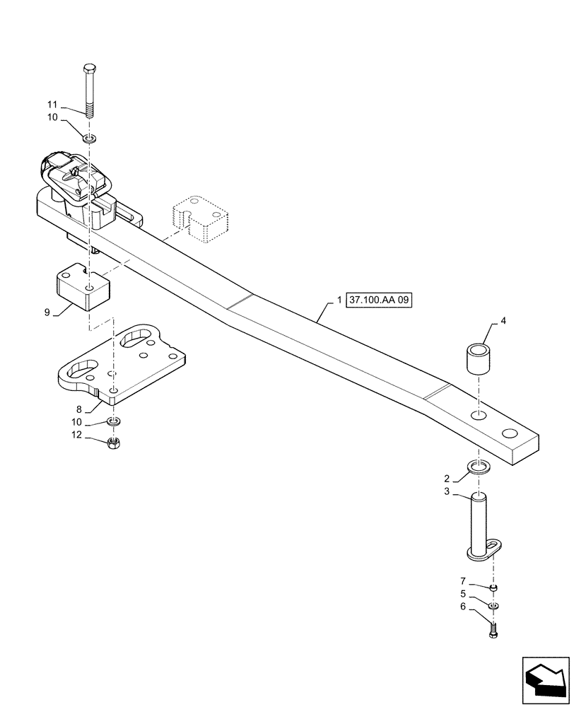 Схема запчастей Case IH STEIGER 370 - (37.100.AA[08]) - OFFSET DRAWBAR, W/ 3 POINT HITCH (37) - HITCHES, DRAWBARS & IMPLEMENT COUPLINGS