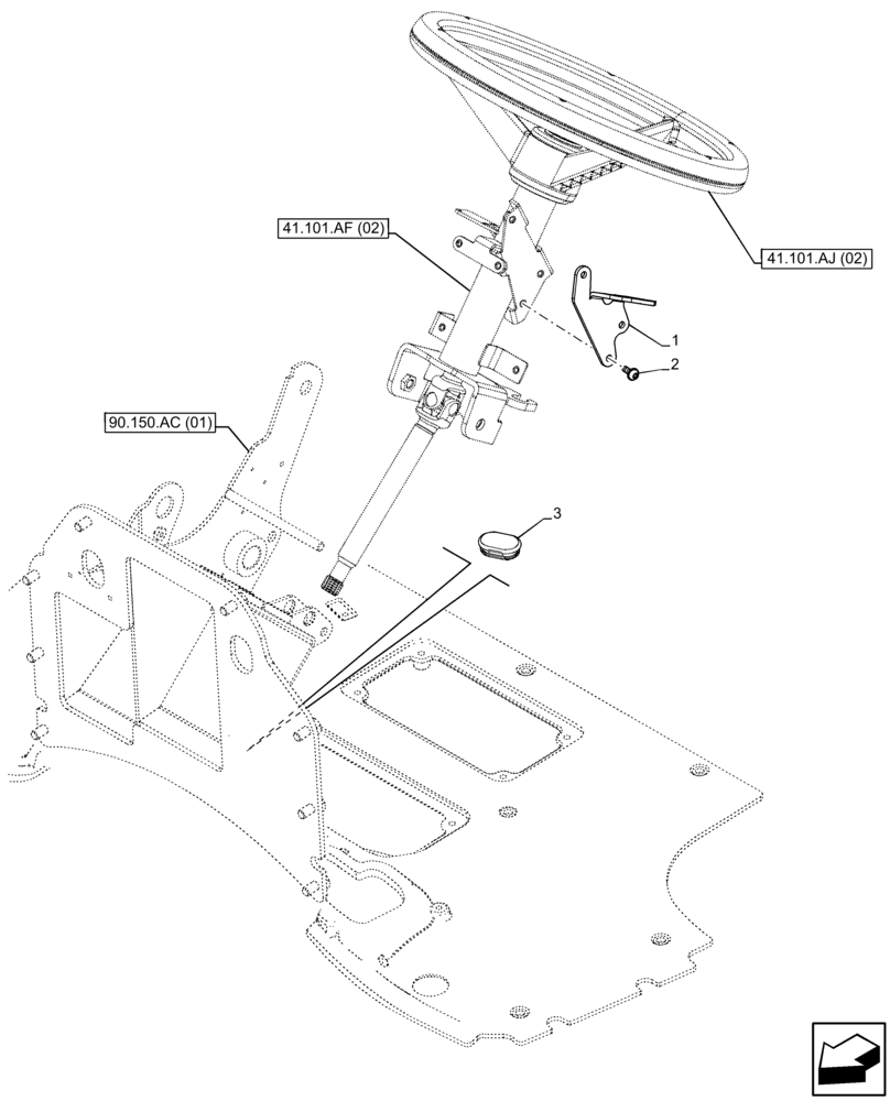 Схема запчастей Case IH FARMALL 85C - (41.101.AB) - VAR - 334177, 390275 - STEERING COLUMN (24X24) (CREEPER 24X24) (CREEPER 40X40) (HI-LO) (41) - STEERING