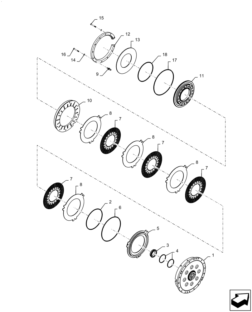 Схема запчастей Case IH QUADTRAC 500 - (27.106.AB[02]) - REAR AXLE BRAKE ASSY. (27) - REAR AXLE SYSTEM