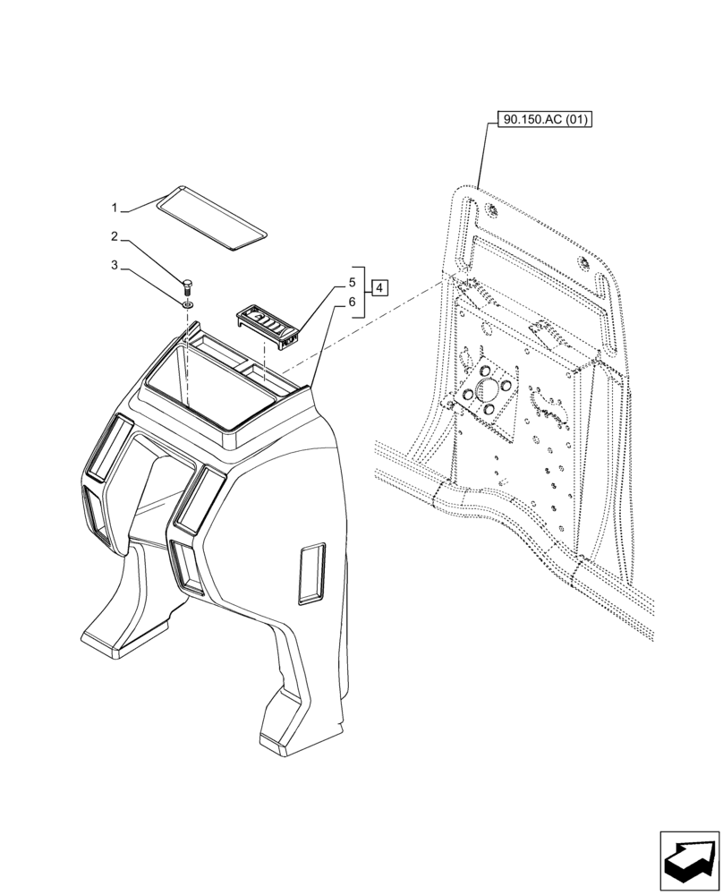 Схема запчастей Case IH PUMA 165 CVT - (90.160.AO) - VAR - 332722, 332723, 392114, 392115 - INSTRUMENT PANEL (90) - PLATFORM, CAB, BODYWORK AND DECALS