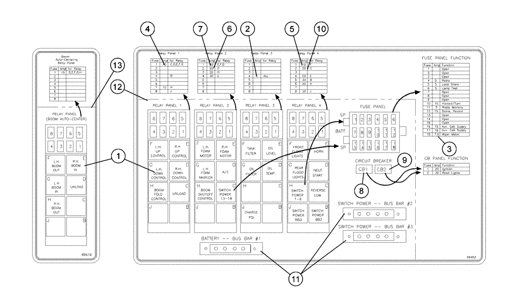 Схема запчастей Case IH PATRIOT WT - (12-001) - FUSE AND RELAY PANEL (06) - ELECTRICAL